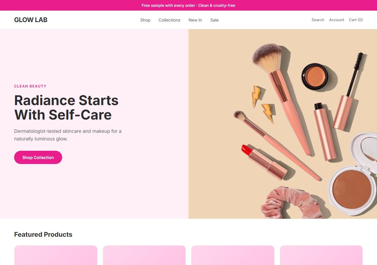 Glow Beauty Store homepage design concept