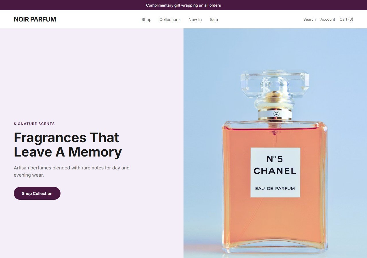 Artisan Fragrances homepage design concept
