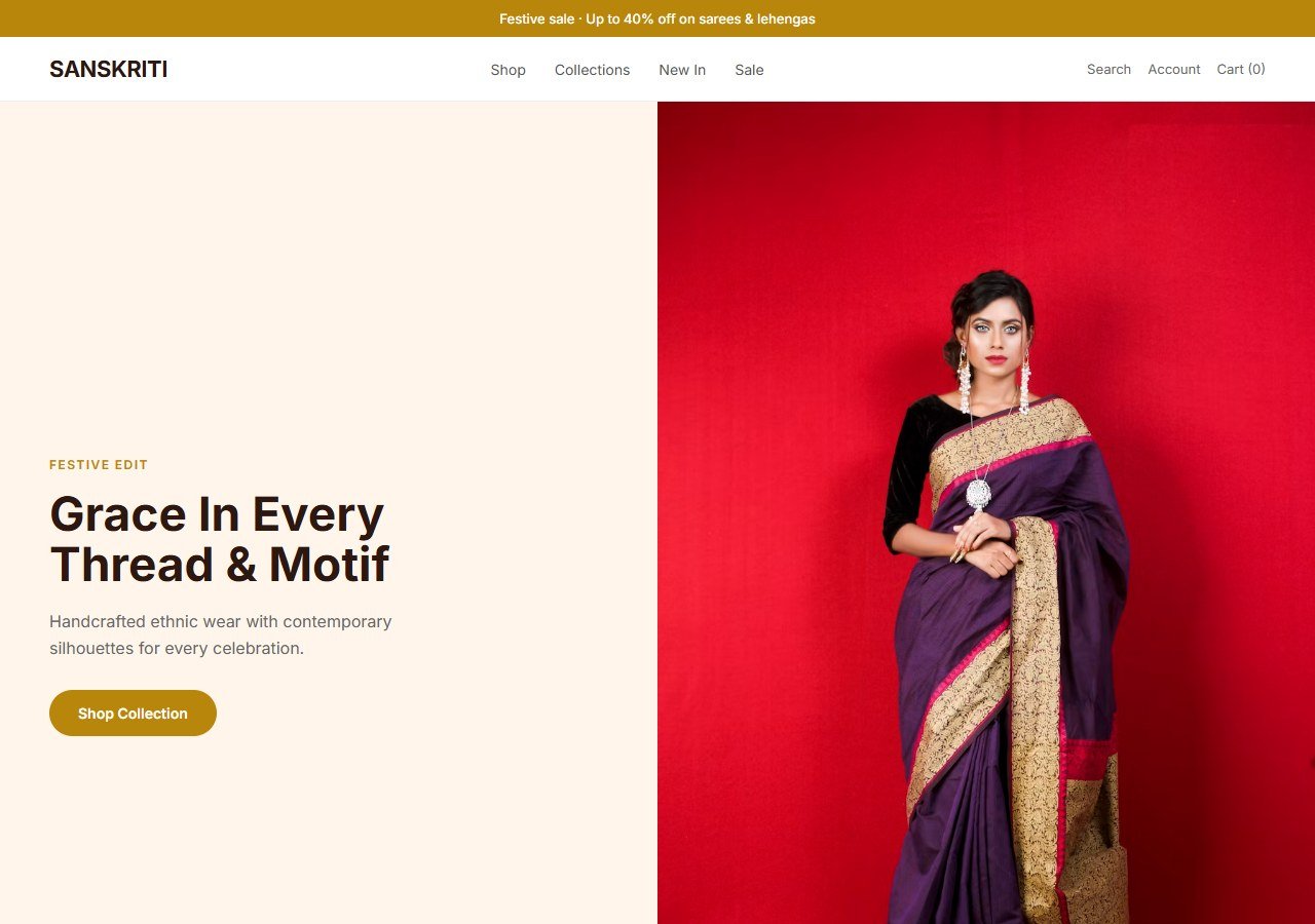 Ethnic Collection Store homepage design concept