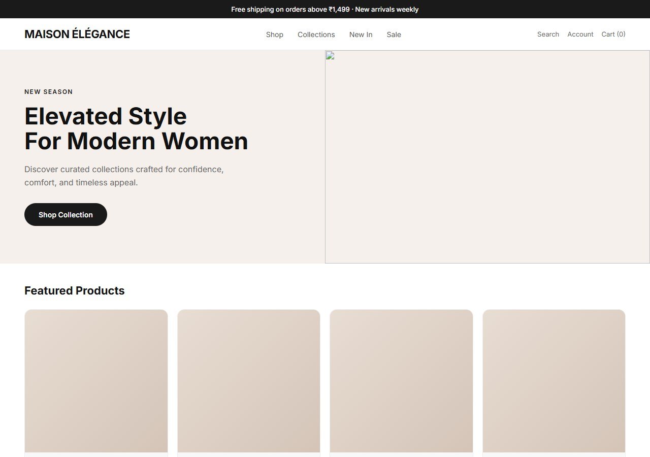 Luxe Fashion Store homepage design concept