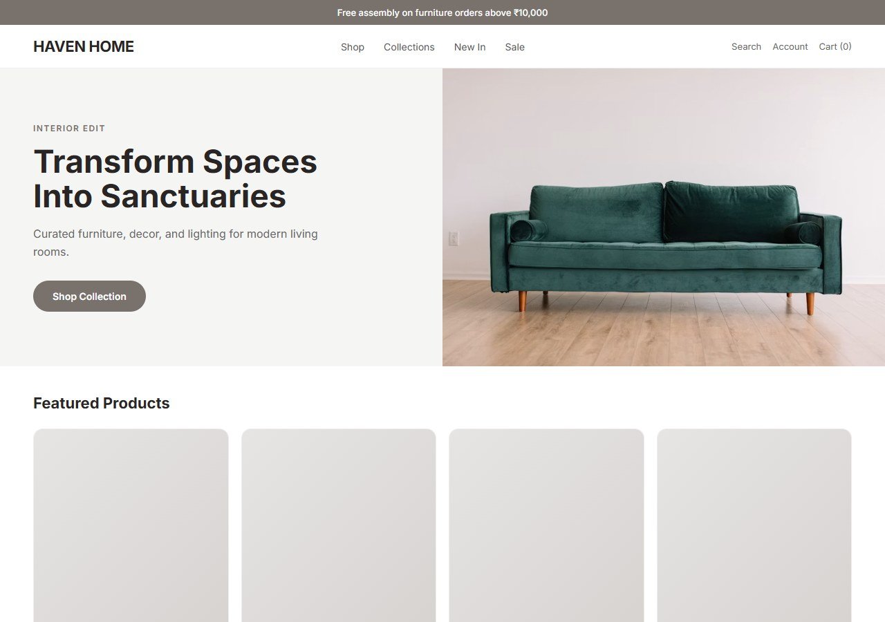 Home & Living homepage design concept