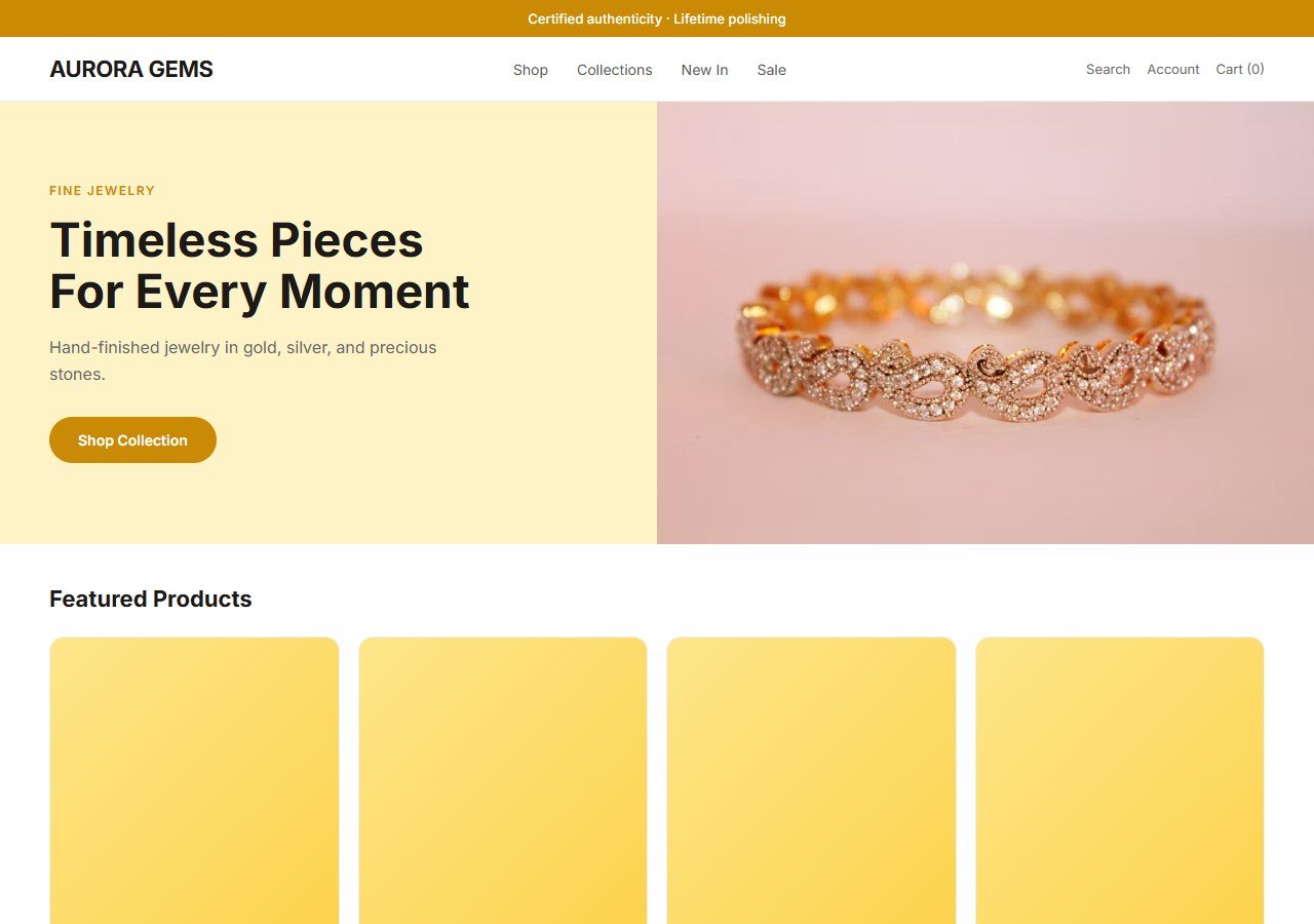 Fine Jewelry Boutique homepage design concept
