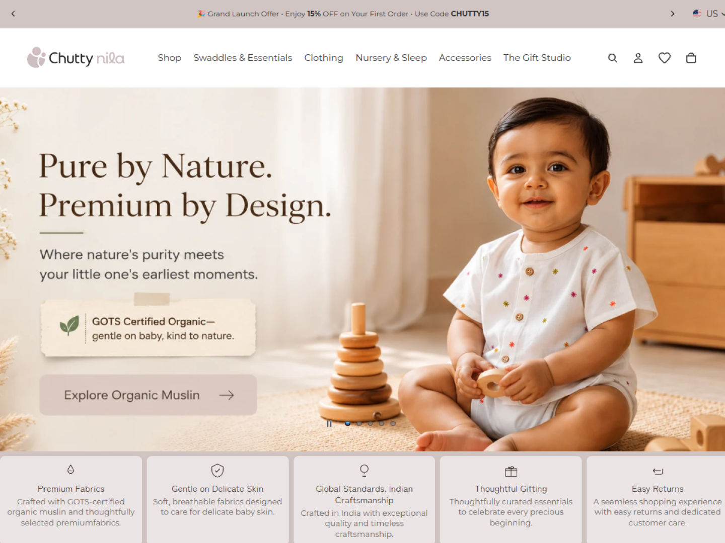 Chutty Nila homepage preview