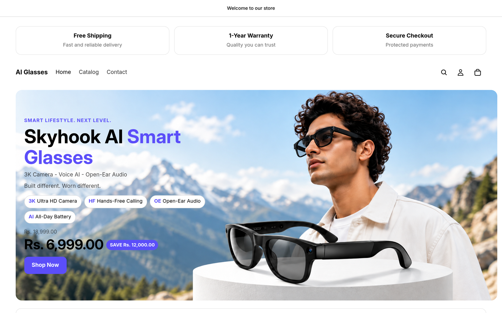 Skyhook AI Glasses homepage preview