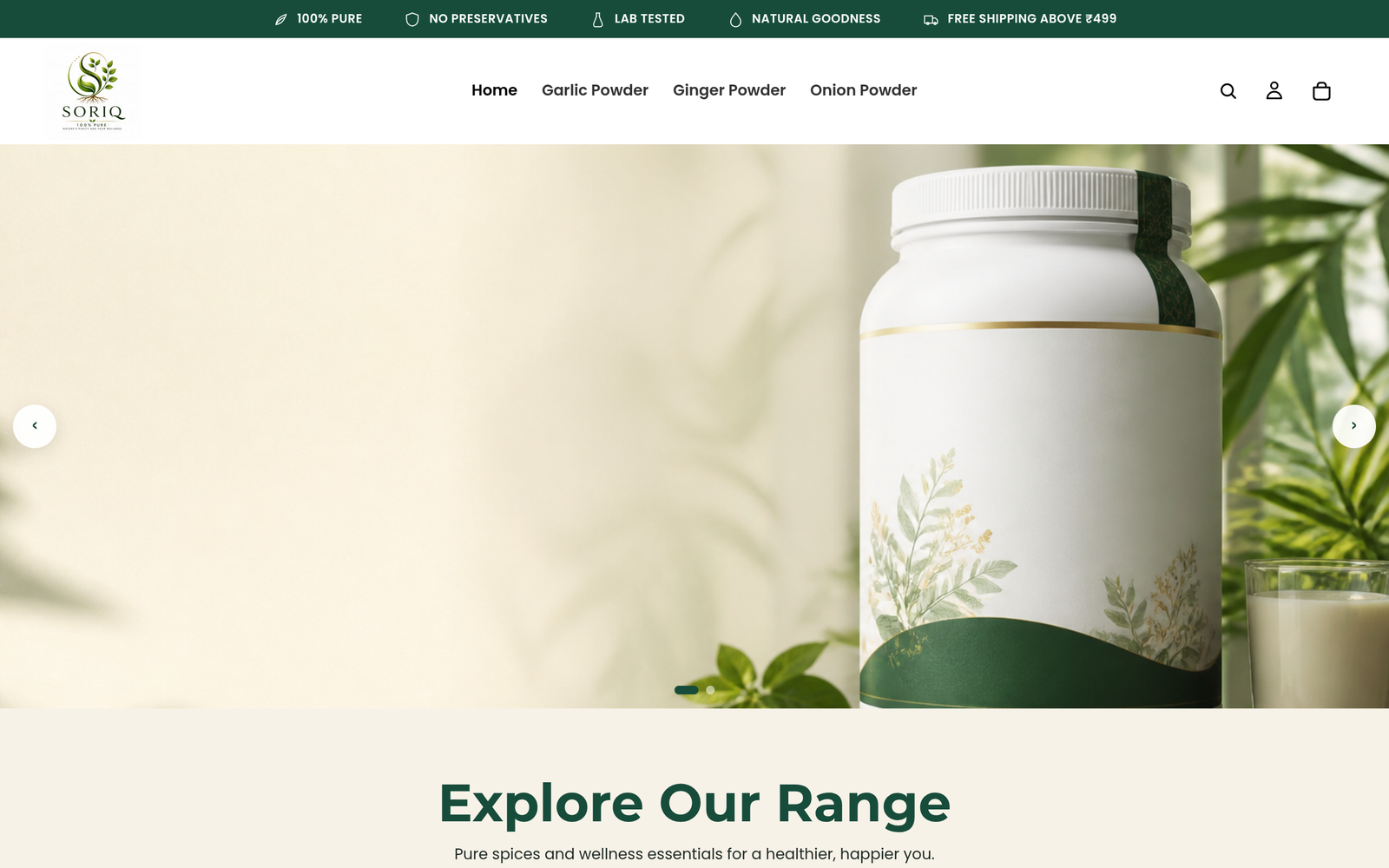 Soriq homepage preview